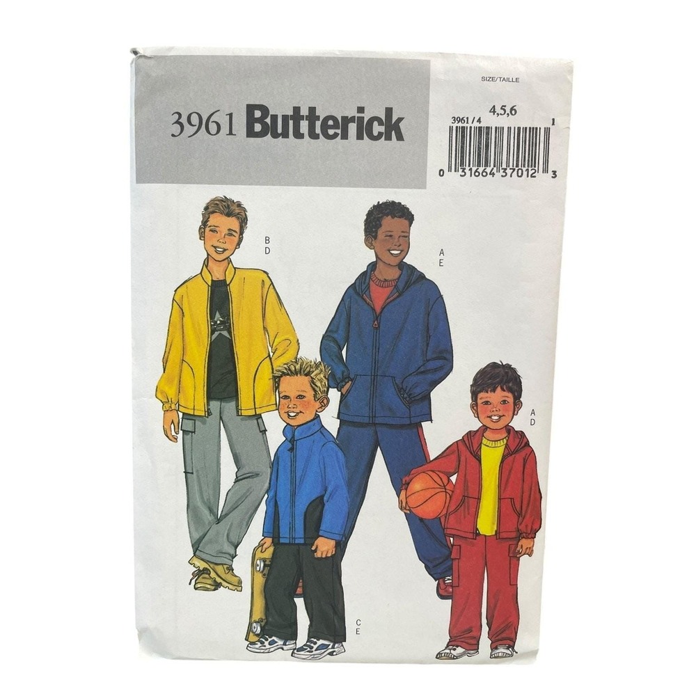 Butterick Jacket and Pants Sewing Pattern Boys 4-6 3961 Uncut FF Activewear